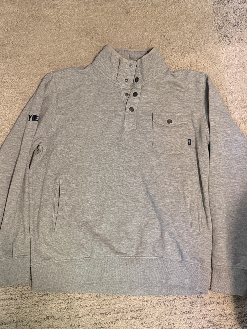 Yeti Grey Snap-Button Pullover Sweatshirt